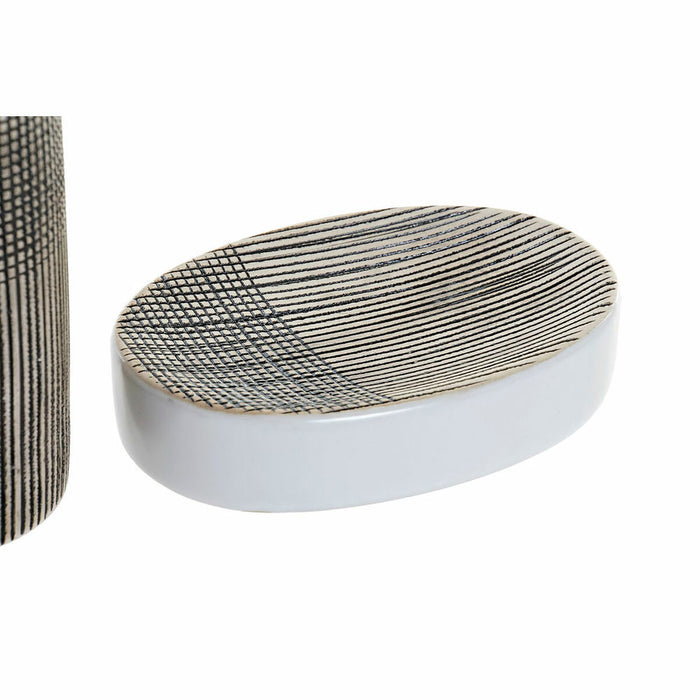 Set de Baie DKD Home Decor PB-186028 Maro ABS Gresie 6,5 x 6,5 x 17 cm (3 Piese)