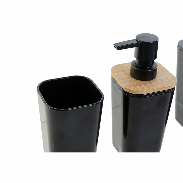 Set de Baie DKD Home Decor Negru Natural Bambus Aluminiu polistiren 11,5 x 11,5 x 38 cm