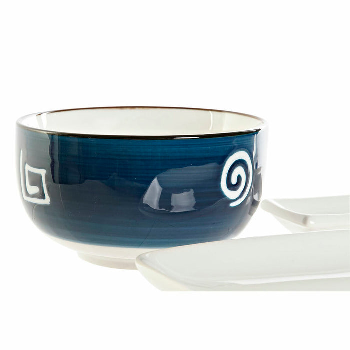Set de Sushi DKD Home Decor 33,5 x 34,5 x 9 cm Porțelan Alb Bleumarin Oriental (33,5 x 34,5 x 9 cm)