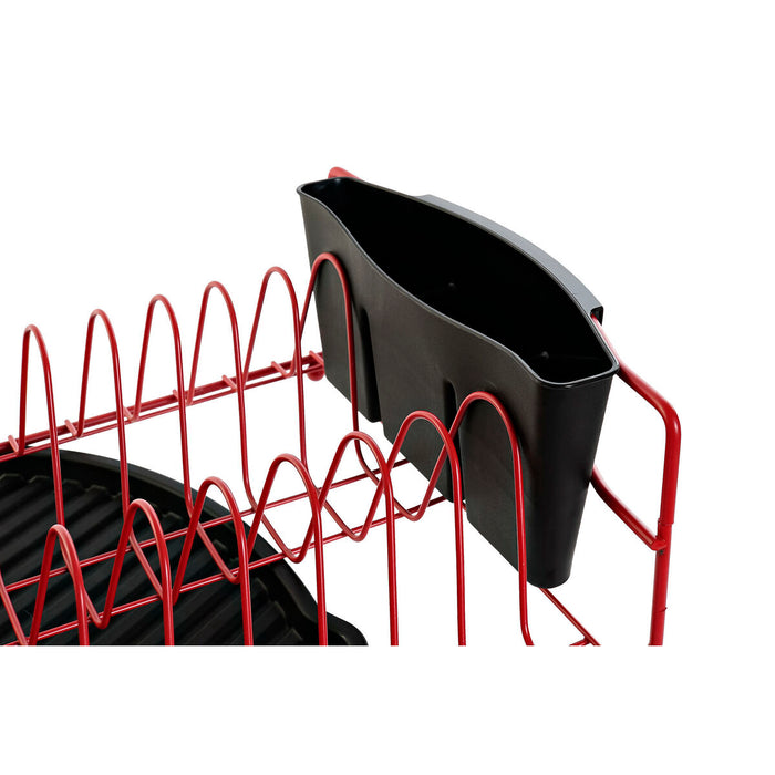 Scurgător de Vase pentru Chiuvetă DKD Home Decor Negru Roșu Metal polipropilenă 47,5 x 26,5 x 11 cm
