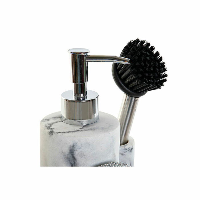 Dozator de Săpun DKD Home Decor Alb Rășină Oțel inoxidabil 12,6 x 11,4 x 18,6 cm