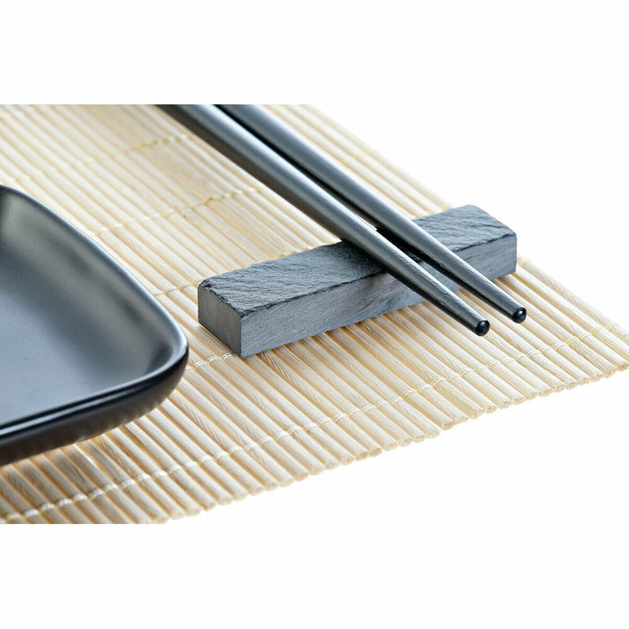 Set de Sushi DKD Home Decor Negru Natural Metal Bambus Gresie Oriental 30 x 40 cm 27,8 x 17,8 x 3 cm (7 Piese) (27,8 x 17,8 x 3