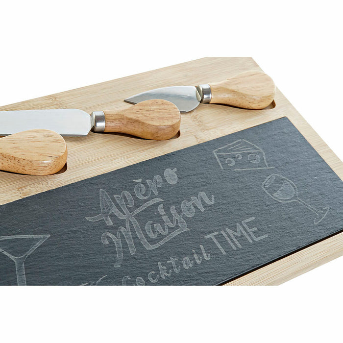 Masă de tăiat DKD Home Decor Negru Natural Bambus Slate Dreptunghiular 33 x 19 x 2,4 cm