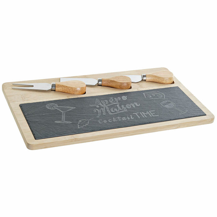 Masă de tăiat DKD Home Decor Negru Natural Bambus Slate Dreptunghiular 33 x 19 x 2,4 cm