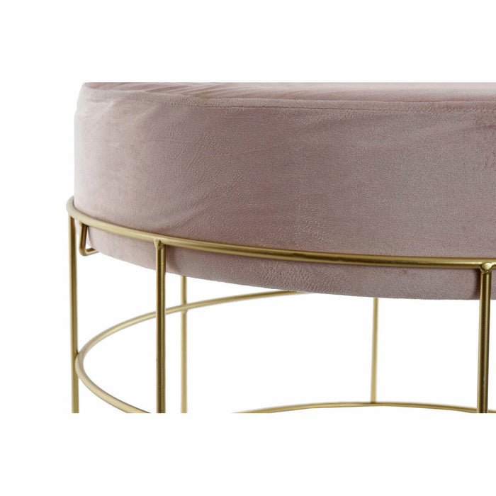 Suport pentru Picioare DKD Home Decor Auriu* Metal Poliester Roz deschis (60 x 60 x 37.5 cm)