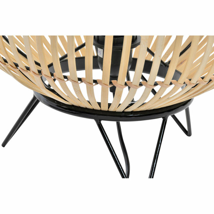 Lampă de masă DKD Home Decor Negru Metal Maro Bambus (36 x 36 x 37 cm)