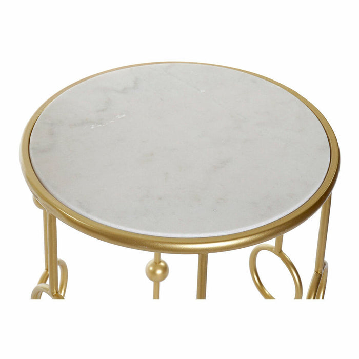 Masa laterală DKD Home Decor Auriu* Alb Metal Marmură (2 Piese)