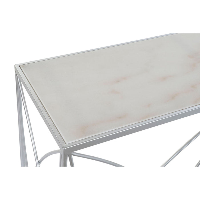 Consolă DKD Home Decor Alb Argintiu Metal Marmură 100 x 33 x 78 cm
