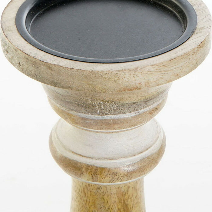 Candelabru DKD Home Decor Alb Maro Metal Plastic Lemn de mango Floral Indian 12,5 x 12,5 x 31 cm