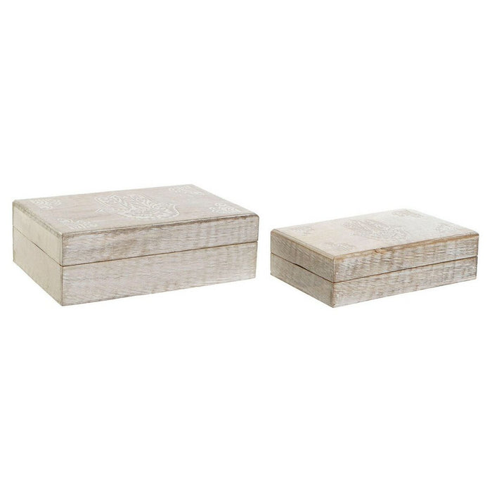 Set de Cutii Decorative DKD Home Decor Lemn de mango 25 x 17 x 8 cm murat (2 Unități)