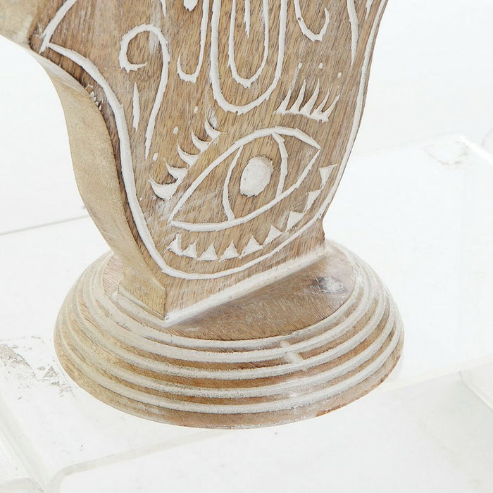 Candelabru DKD Home Decor Alb Maro Metal Plastic Lemn de mango Floral Indian 17 x 12,5 x 26,5 cm