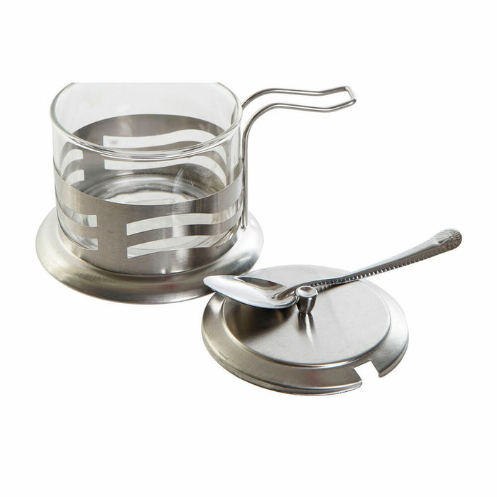 Zaharniță DKD Home Decor Bazic Argintiu Oțel inoxidabil Geam 15 x 10,5 x 10 cm