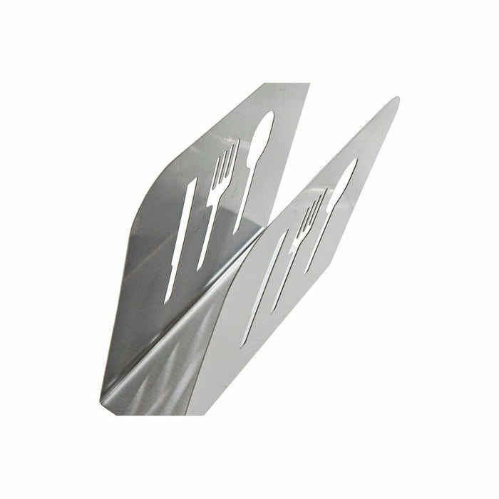 Suport pentru Șervețele DKD Home Decor Tacâmuri Argintiu Oțel inoxidabil 15 x 4 x 12,5 cm