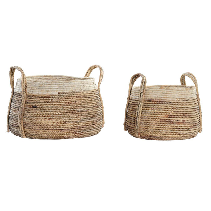 Set de Coșuri DKD Home Decor Tropical Fibră naturală Stuf (40 x 40 x 29 cm)