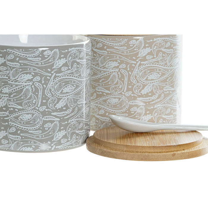Zaharniță DKD Home Decor Bej Gri Natural Bambus Gresie 4 Piese 9,5 x 9,5 x 9,5 cm
