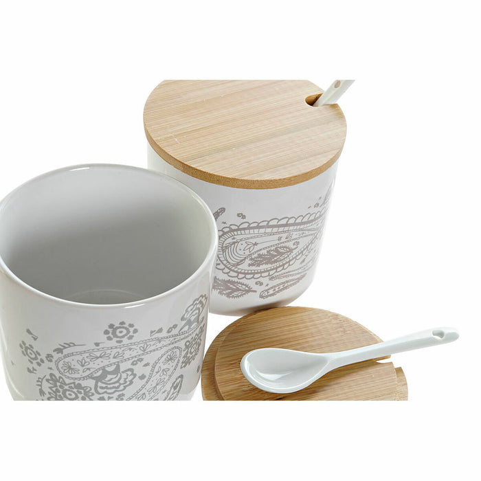 Zaharniță DKD Home Decor Bej Gri Natural Bambus Gresie 4 Piese 9,5 x 9,5 x 9,5 cm