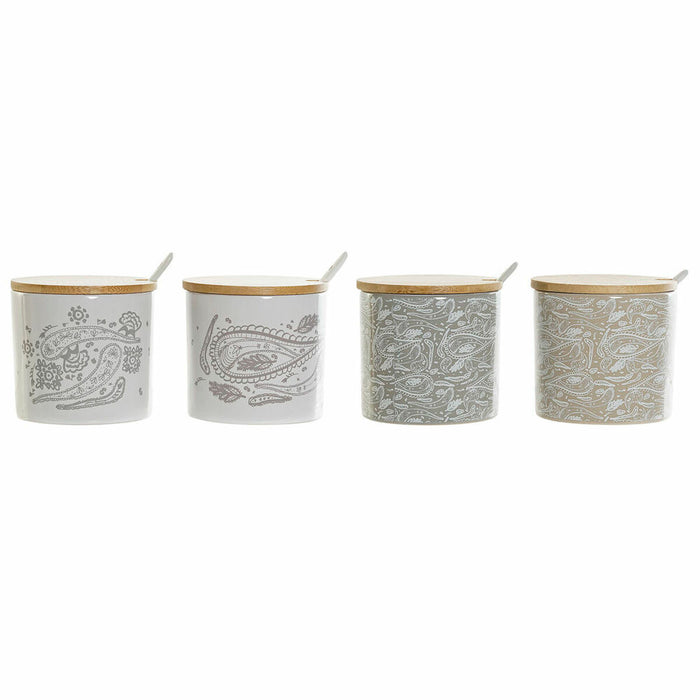 Zaharniță DKD Home Decor Bej Gri Natural Bambus Gresie 4 Piese 9,5 x 9,5 x 9,5 cm