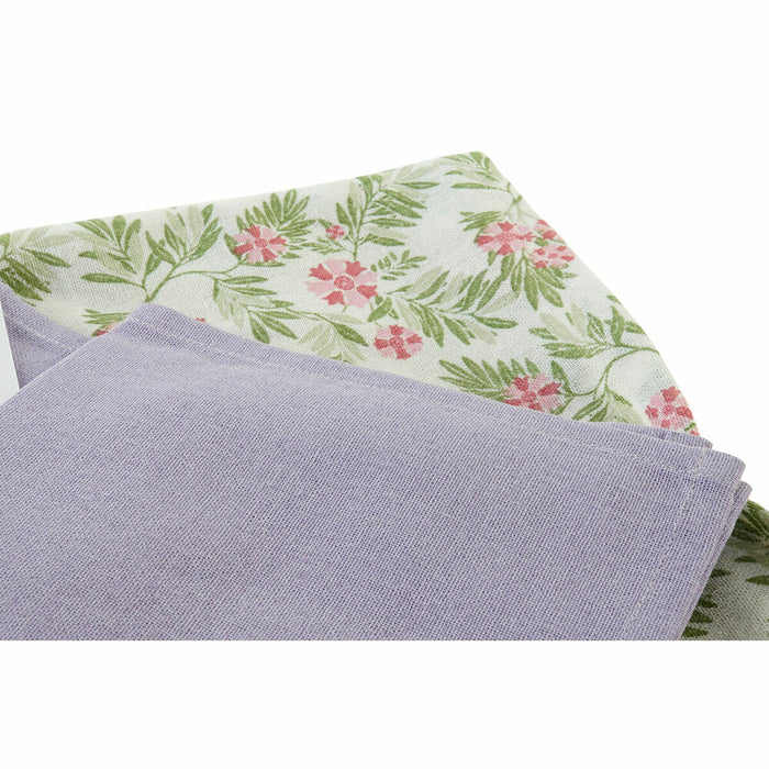 Față de masă și șervete DKD Home Decor Alb Verde 150 x 150 x 0,5 cm