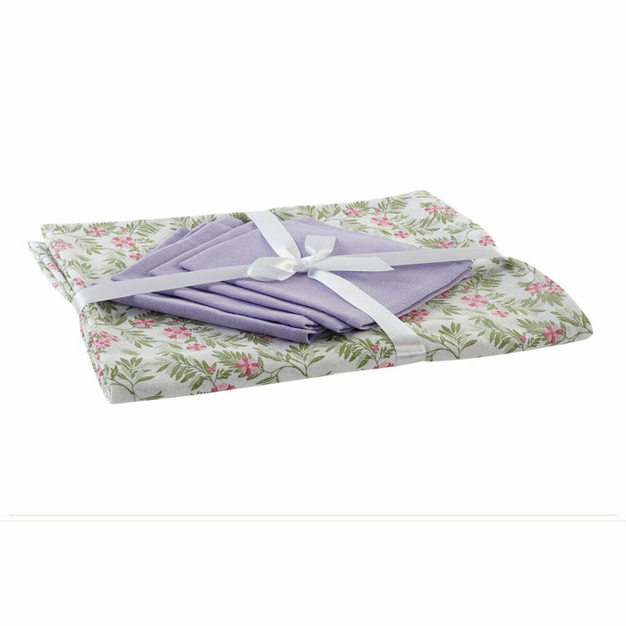 Față de masă și șervete DKD Home Decor Alb Verde 150 x 150 x 0,5 cm
