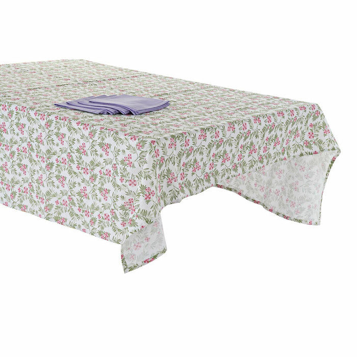 Față de masă și șervete DKD Home Decor Alb Verde 150 x 150 x 0,5 cm