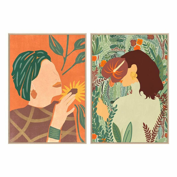 Tablou DKD Home Decor 83 x 4,5 x 123 cm Femeie Modern (2 Unități)