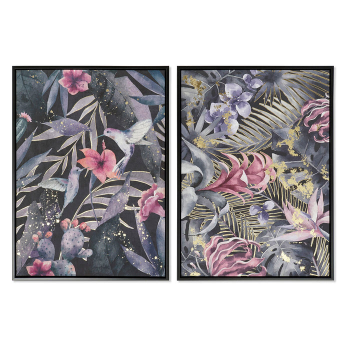 Tablou DKD Home Decor 53 x 4,3 x 73 cm Tropical Frunza a unei plante (2 Unități)