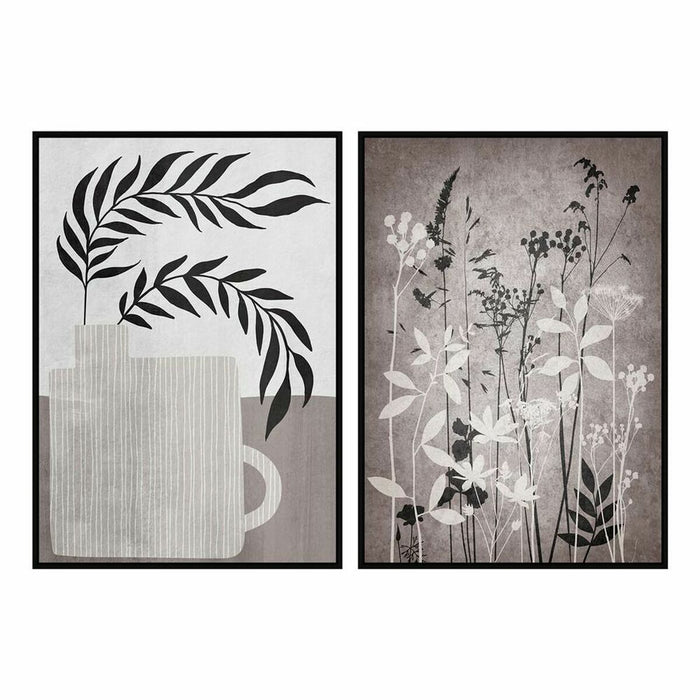 Tablou DKD Home Decor 53 x 4,5 x 73 cm Modern Frunza a unei plante (2 Unități)