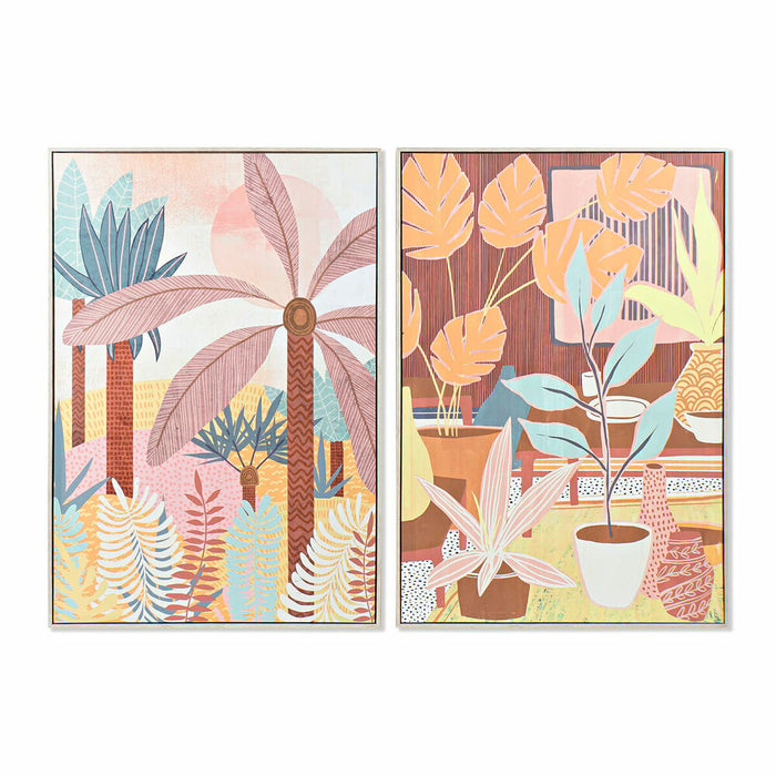 Tablou DKD Home Decor 83 x 4,5 x 123 cm Boho Frunza a unei plante (2 Unități)