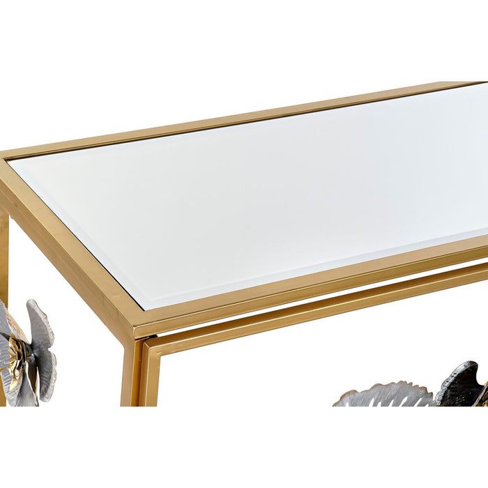 Consolă DKD Home Decor Oglindă Gri Auriu* Metal Květiny (15.6 x 46.4 x 80 cm)