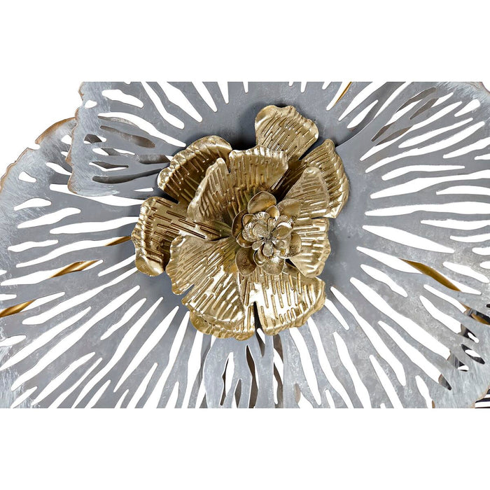Consolă DKD Home Decor Oglindă Gri Auriu* Metal Květiny (15.6 x 46.4 x 80 cm)
