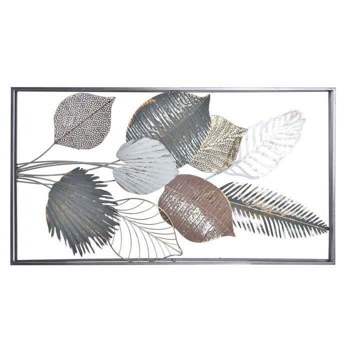 Decorațiune de Perete DKD Home Decor Verde Bej Multicolor Auriu* Frunza a unei plante Shabby Chic 50 x 8 x 91 cm