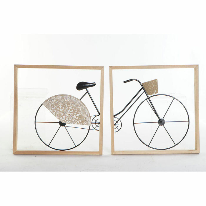 Decorațiune de Perete DKD Home Decor Negru Bicicletă Metal Lemn MDF (80 x 2.5 x 40 cm) (2 pcs)