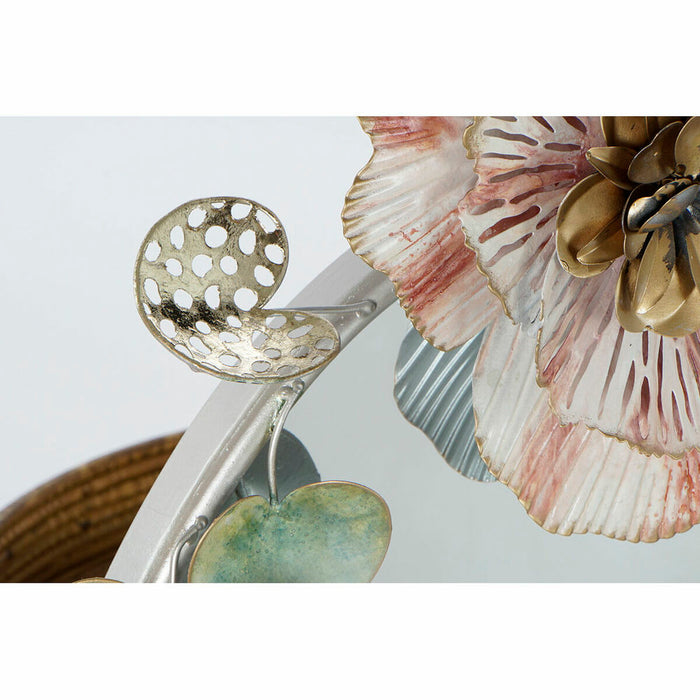 Oglindă de perete DKD Home Decor 60,3 x 11 x 87 cm Geam Roz Auriu* Metal Verde Shabby Chic Frunza a unei plante