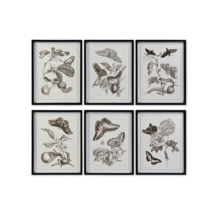 Tablou DKD Home Decor 50 x 2,5 x 65 cm Květiny Modern (6 Piese)