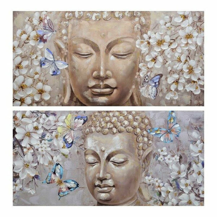 Tablou DKD Home Decor 120 x 3 x 60 cm Květiny Oriental (2 Unități)