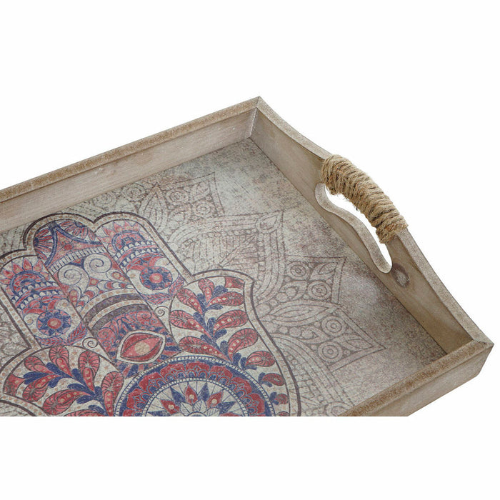 Tavă DKD Home Decor 40,6 x 30 x 6 cm Gri Bej Lemn MDF (2 Unități)