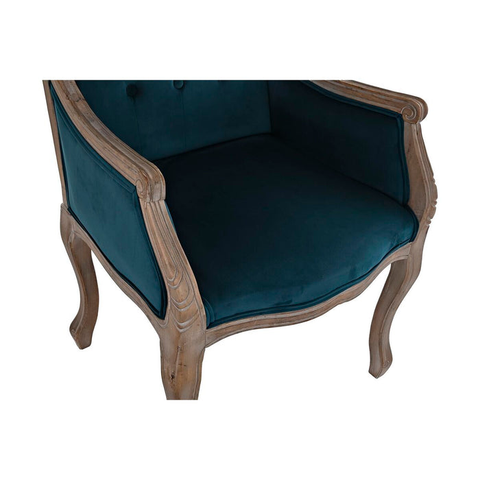 Scaun DKD Home Decor Turquoise Lin Lemn de cauciuc (63.5 x 50 x 102 cm)