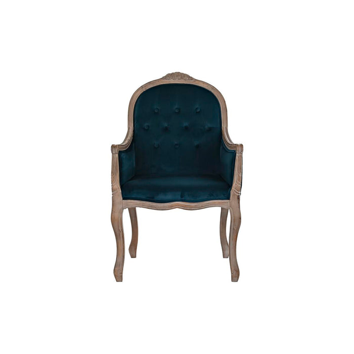 Scaun DKD Home Decor Turquoise Lin Lemn de cauciuc (63.5 x 50 x 102 cm)