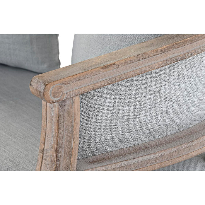 Canapea DKD Home Decor Lin Lemn de cauciuc Gri deschis (122 x 69 x 72 cm)