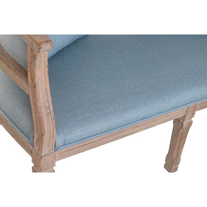 Canapea DKD Home Decor Albastru Lin Lemn de cauciuc (122 x 69 x 72 cm)