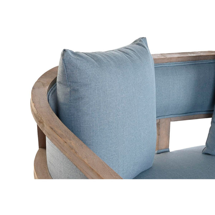 Canapea DKD Home Decor Albastru Lin Lemn de cauciuc (122 x 69 x 72 cm)