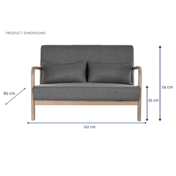 Canapea cu 2 Locuri DKD Home Decor Gri închis Lemn de cauciuc 122 x 85 x 74 cm