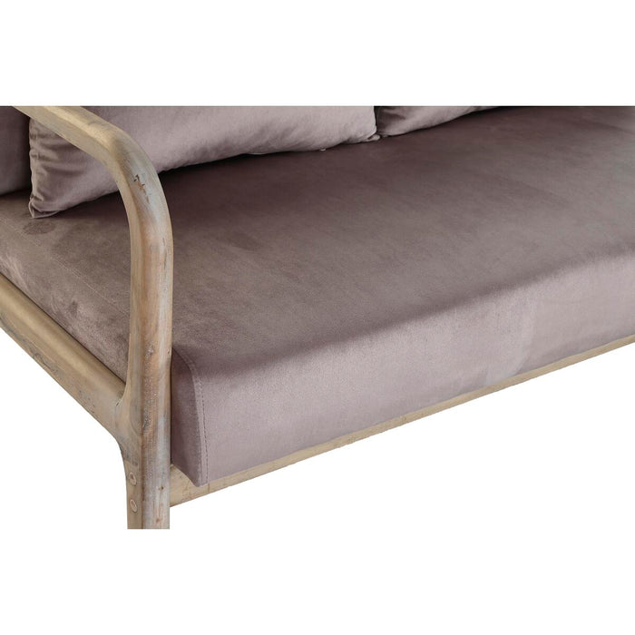 Canapea cu 2 Locuri DKD Home Decor Roz Lin Lemn de cauciuc Tradiţional (122 x 85 x 74 cm)