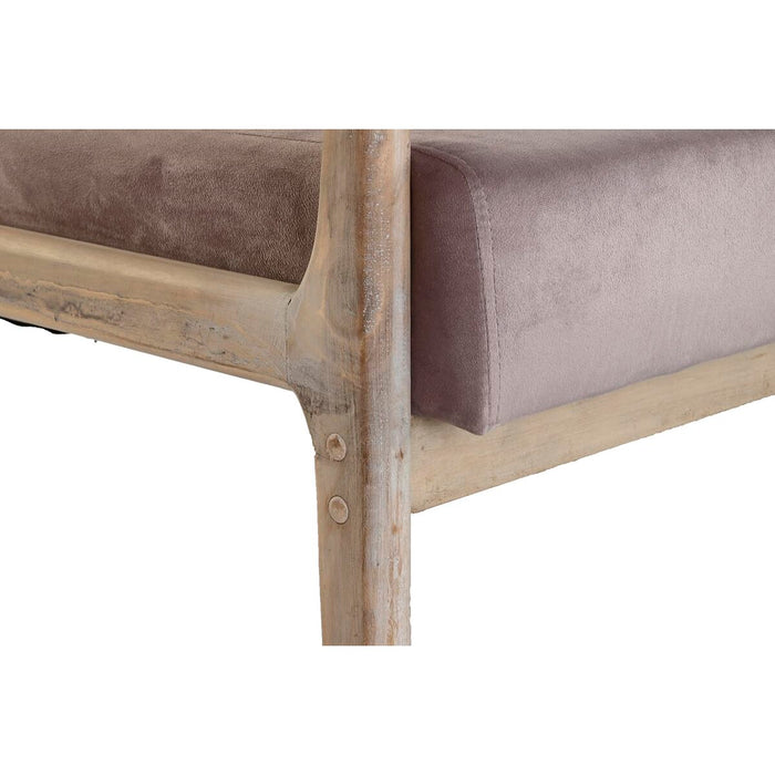 Canapea cu 2 Locuri DKD Home Decor Roz Lin Lemn de cauciuc Tradiţional (122 x 85 x 74 cm)