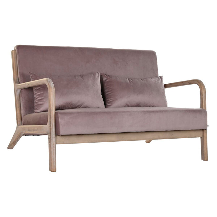 Canapea cu 2 Locuri DKD Home Decor Roz Lin Lemn de cauciuc Tradiţional (122 x 85 x 74 cm)