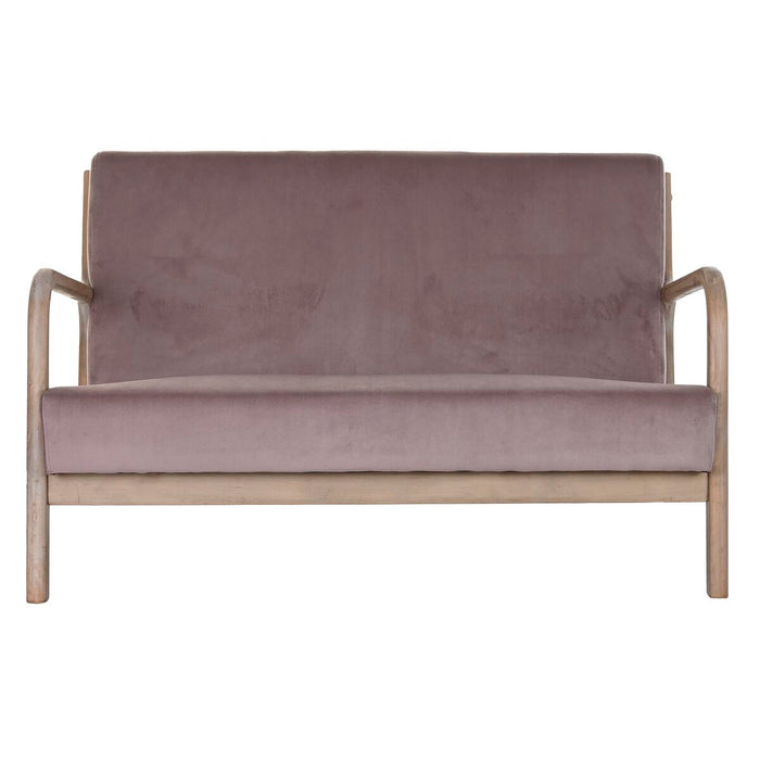 Canapea cu 2 Locuri DKD Home Decor Roz Lin Lemn de cauciuc Tradiţional (122 x 85 x 74 cm)