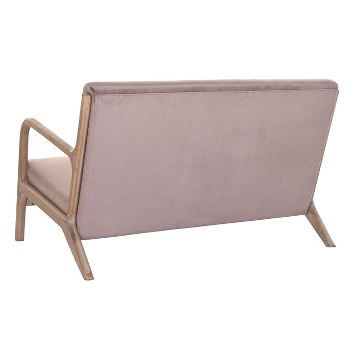 Canapea cu 2 Locuri DKD Home Decor Roz Lin Lemn de cauciuc Tradiţional (122 x 85 x 74 cm)