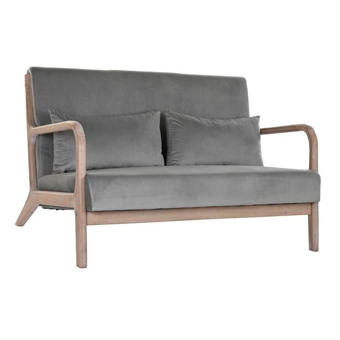 Canapea cu 2 Locuri DKD Home Decor Gri Lemn de cauciuc Кадифе 122 x 85 x 74 cm