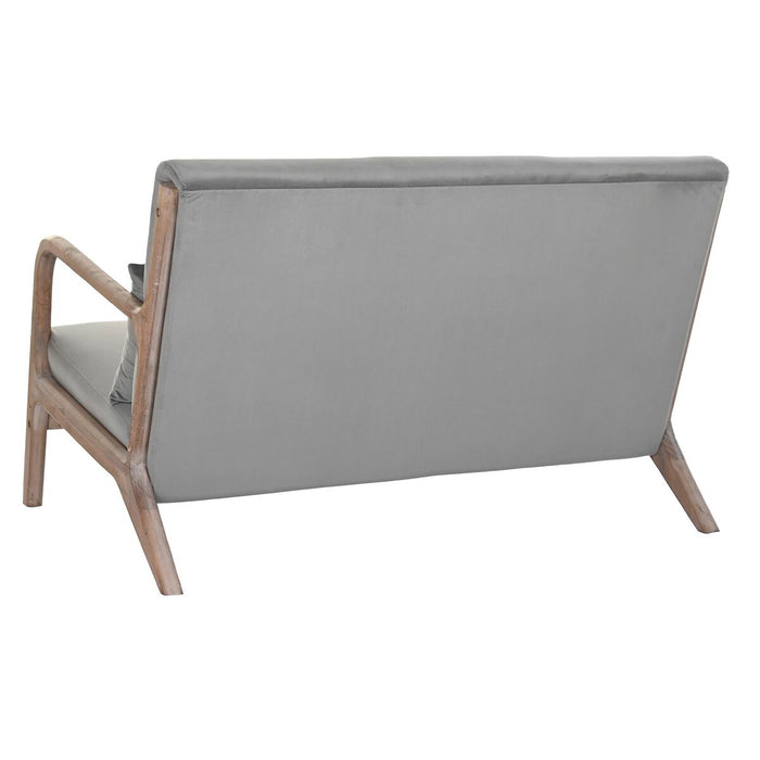 Canapea cu 2 Locuri DKD Home Decor Gri Lemn de cauciuc Кадифе 122 x 85 x 74 cm
