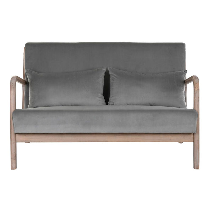 Canapea cu 2 Locuri DKD Home Decor Gri Lemn de cauciuc Кадифе 122 x 85 x 74 cm